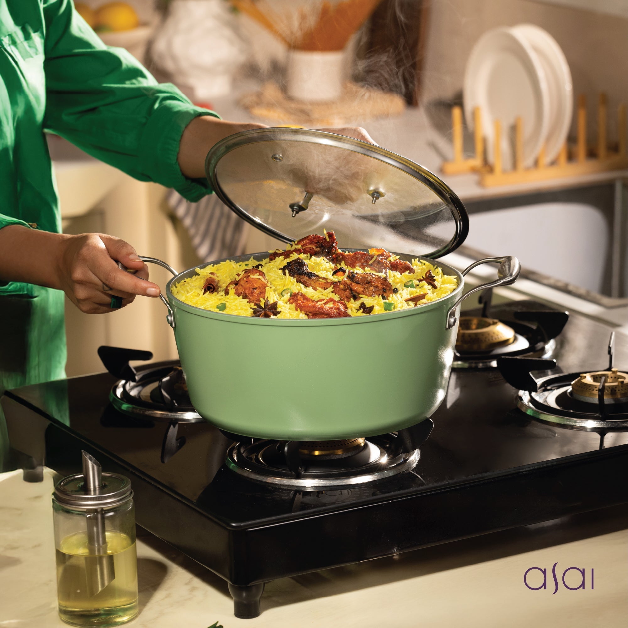 Perfect Dum Biryani in Ceramic Dutch Oven