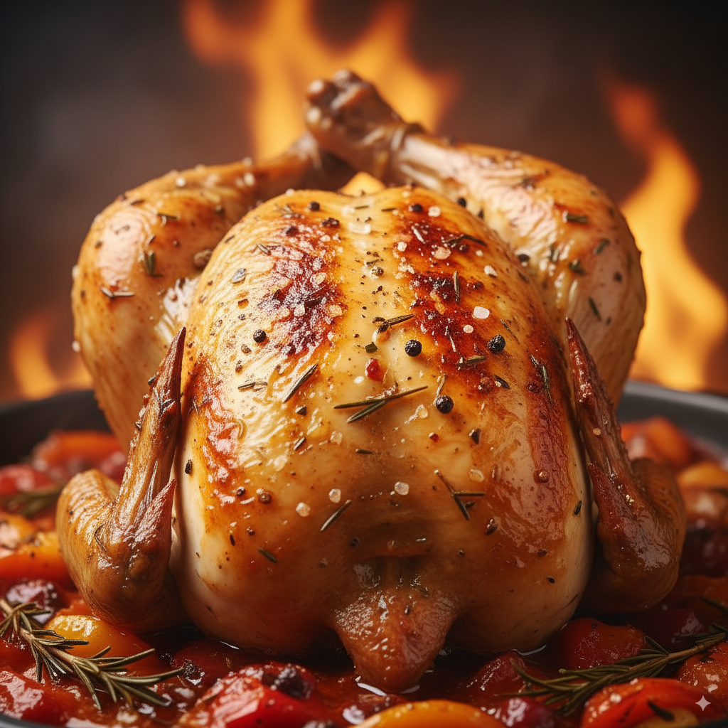 How to roast a whole chicken in a Ceramic Dutch Oven for juicy, crispy results