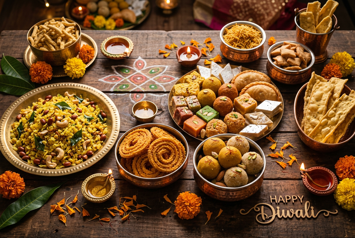 Diwali Faral & Snacks 2026: Less-Oil Chivda, Chakli, Ladoo and Annakut