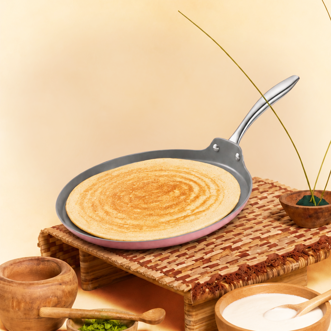 Kintsugi Pink Ceramic Dosa Tawa (28cm)