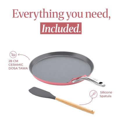Kintsugi Pink Ceramic Dosa Tawa (28cm)