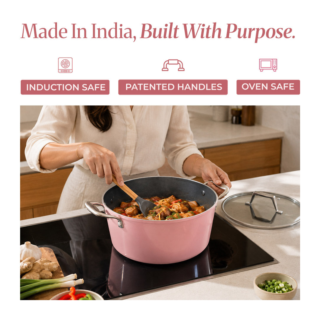 Kintsugi Pink Ceramic Dutch Oven  (4 L)