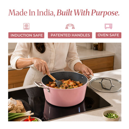 Kintsugi Pink Ceramic Dutch Oven  (4 L)