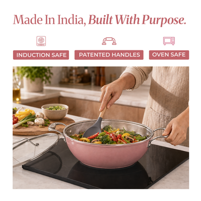 Kintsugi Pink Ceramic Kadai 2.5 Litre