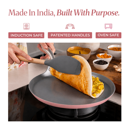 Kintsugi Pink Ceramic Dosa Tawa (28cm)